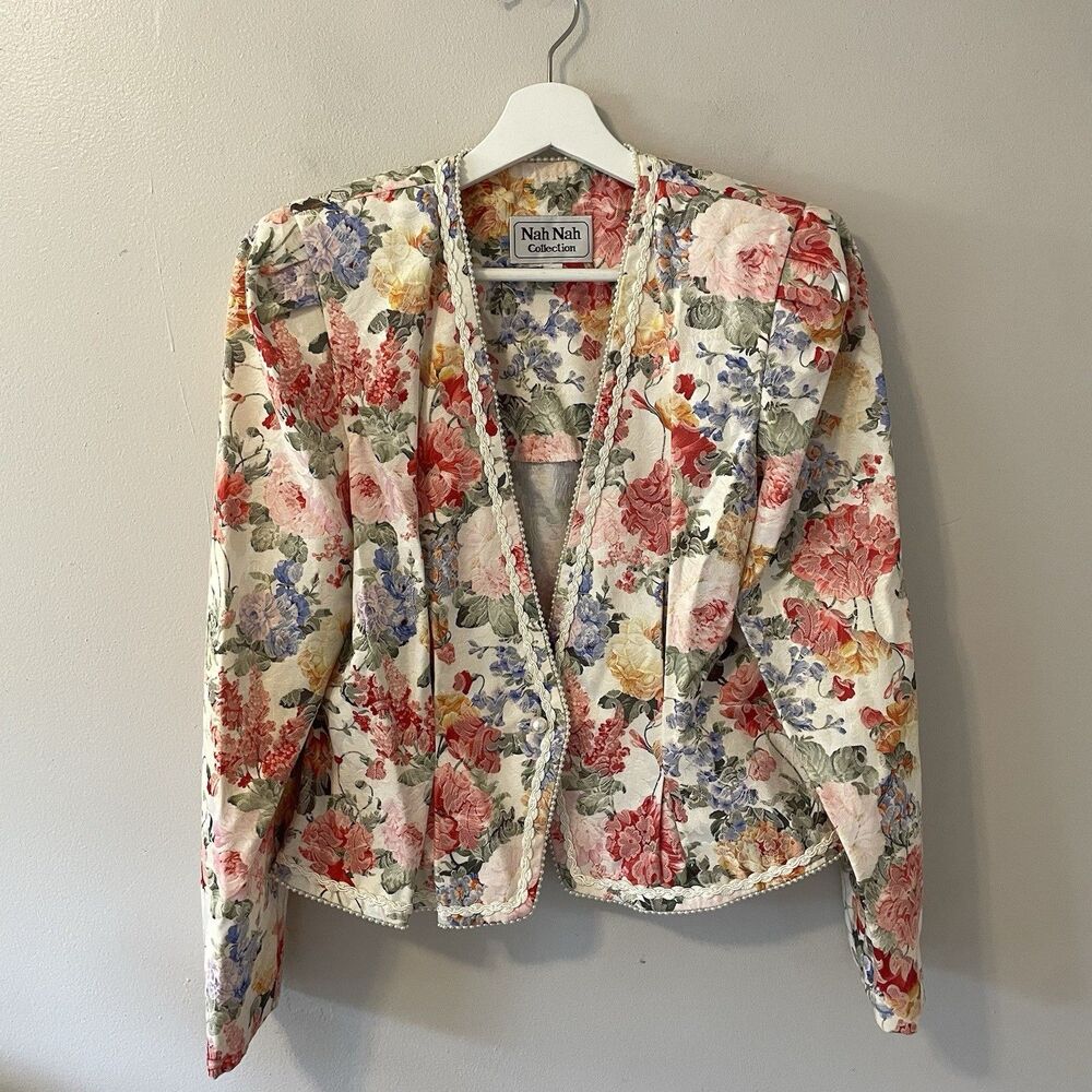 Nah Nah Collection Victorian Floral Blazer Sz 8 Vintage